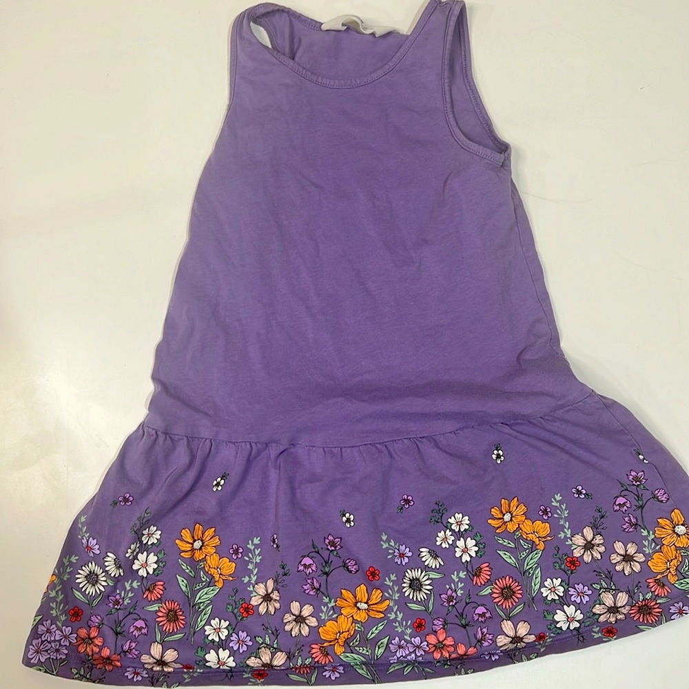 H&M 5T/6 kids cool purple flora dress.